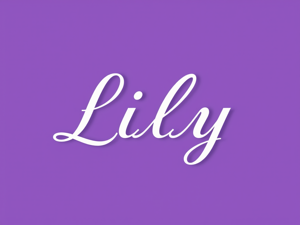 A digital image featuring the name 'Lily' in white cursive against a solid purple background.